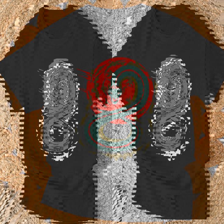 Art Japonais Kanji Dragon Japonais Sun Streetwearintage Rétro T-Shirt Cadeaux pour les vieillards