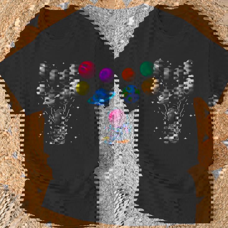 Astronauta Globos Planetasentilador Sistema Solar Camiseta unisex Regalos para ancianos