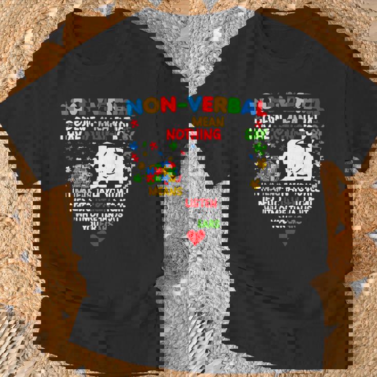 Autism Elephant Non-Verbal Doesn't Mean That I Have Nothing T-Shirt Gifts for Old Men