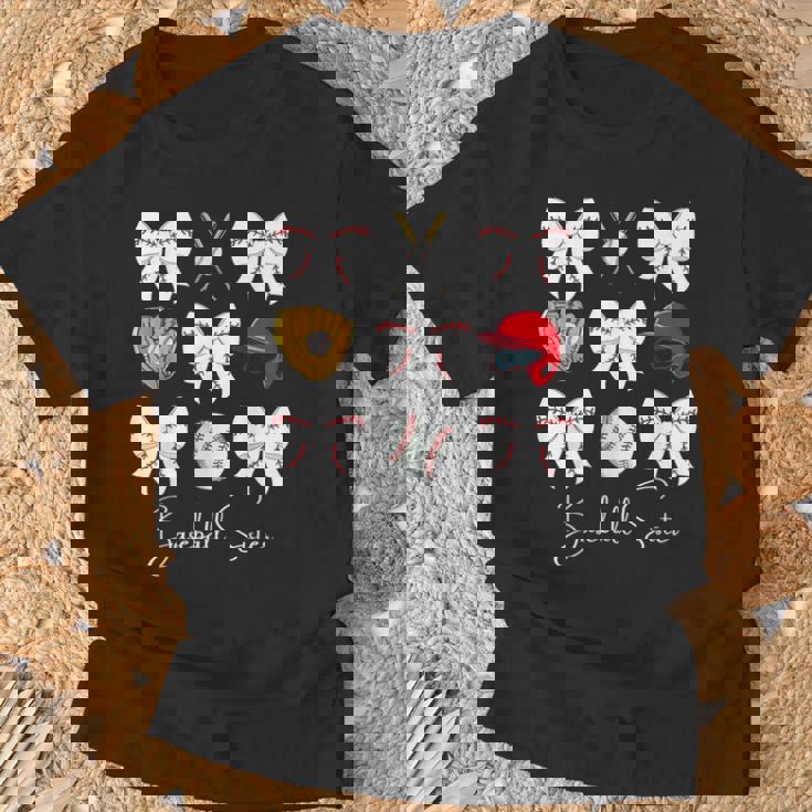 Baseball Sister Coquette Bow Girls Cheer Baseball T-Shirt Gifts for Old Men