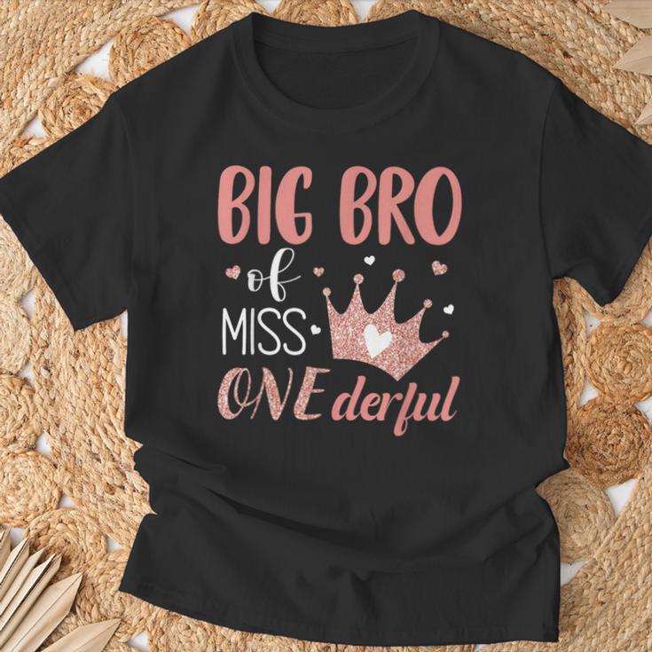 Big Brother Of Miss Onederful 1St Birthday Girl First One-Derful T-Shirt Geschenke für alte Männer