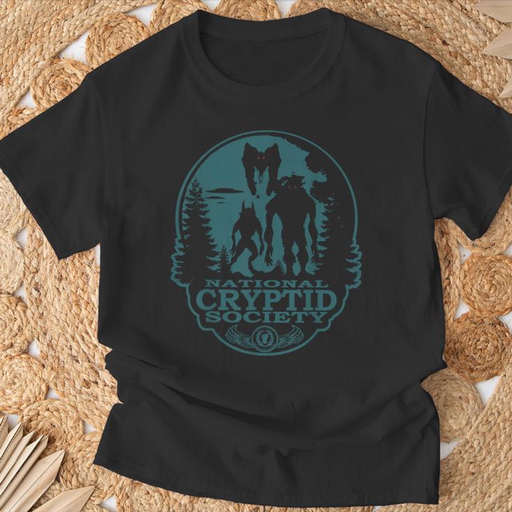 Bigfoot Dogman Mothman Ufo National Cryptid Society Crest T-Shirt Geschenke für alte Männer