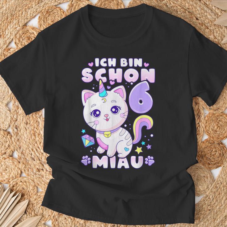 Birthday Girl 6 Years Old Cat Unicorn T-Shirt Geschenke für alte Männer