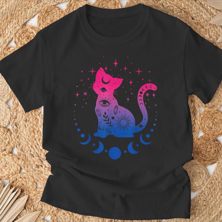 Bisexual Astrology Cat Colours Of Bi Pride Flag T-Shirt Geschenke für alte Männer