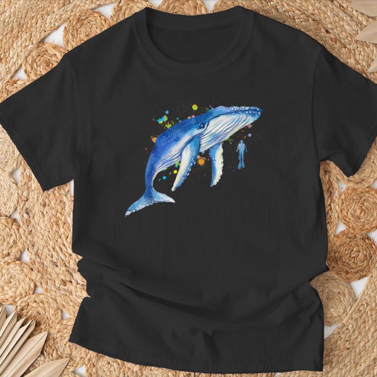 Blue Whale Diver Whale T-Shirt Geschenke für alte Männer