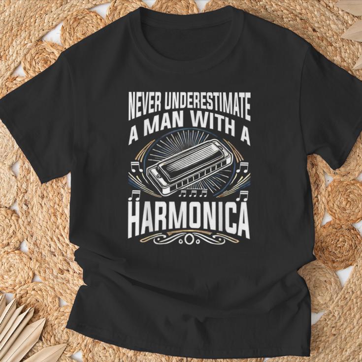 Blues Harp Harmonica T-Shirt Geschenke für alte Männer