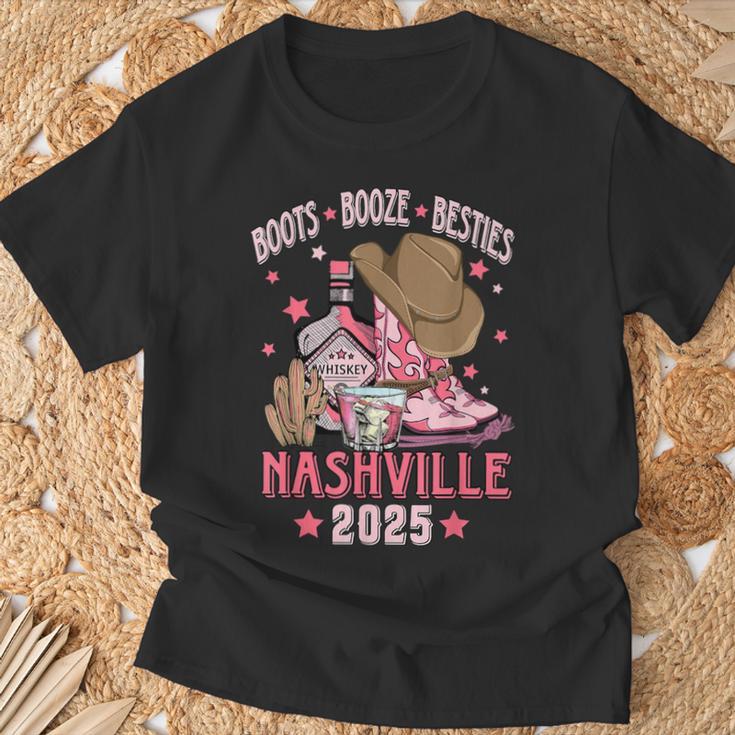 Boots Booze & Besties Nashville 2025 Girls Trip Drinking T-Shirt Gifts for Old Men