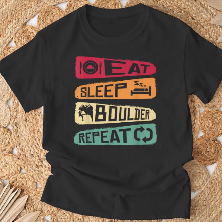 Bouldern Climbing Eat Sleep Boulder Repeat Boulderer T-Shirt Geschenke für alte Männer