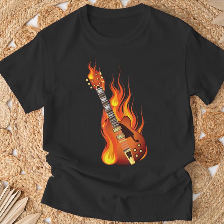 Brennede Rock Guitar Heavy Metal Music T-Shirt Geschenke für alte Männer