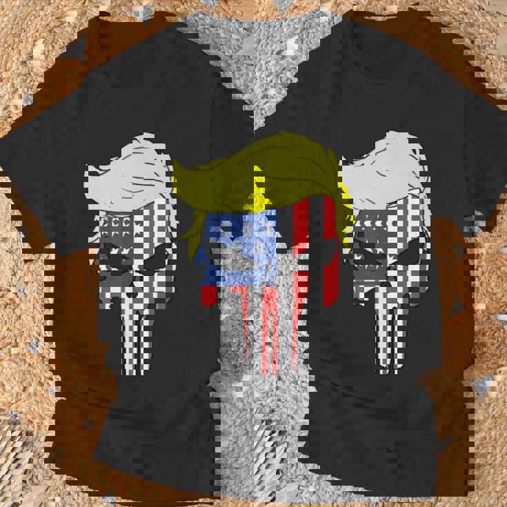 Camisa Trump Hair Skull Para El 4 De Julio Regalo Con La Bandera Estadounidense De Trump Camiseta unisex Regalos para ancianos