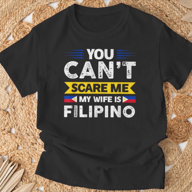 You Can't Scare Me My Wife Is Filipino Filipian Flag T-Shirt Geschenke für alte Männer