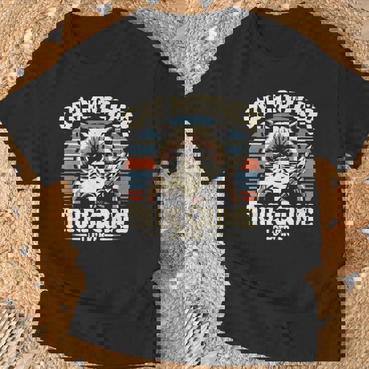 Cat Mother True Crime Lover Retro True Crime And Cats Camiseta unisex Regalos para ancianos
