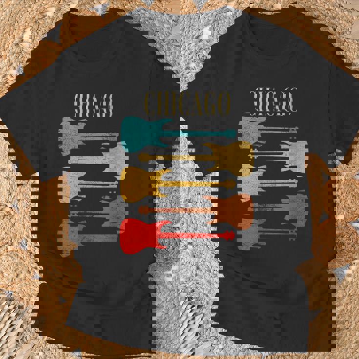 Chicago Concert Rock Music Festival Guitarras Illinois Band Il Cuello Camiseta unisex Regalos para ancianos