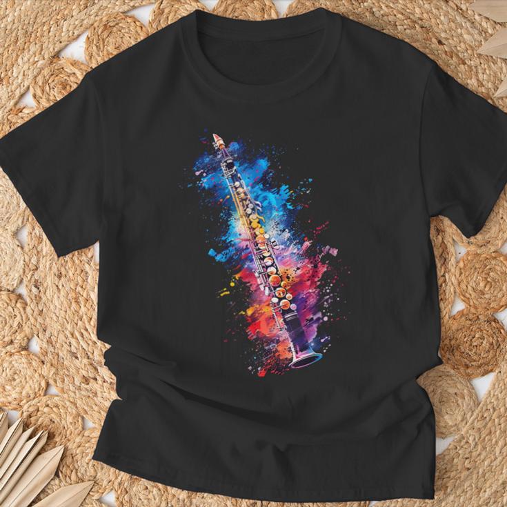 Clarinet Instrument On Colourful Painted Clarinet T-Shirt Geschenke für alte Männer