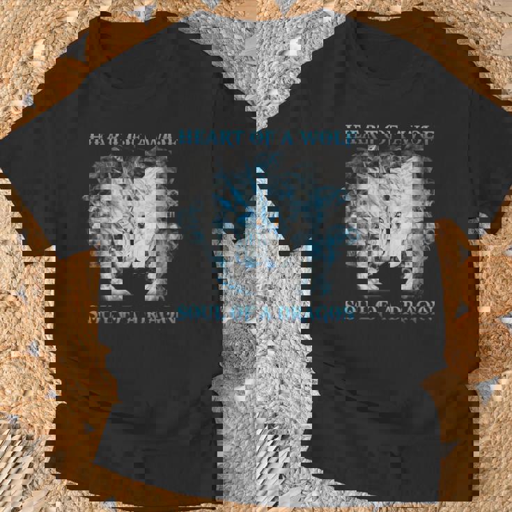 Coeur De Loup Âme D'un Dragon Dragon Cool Loup Guerrier T-Shirt Cadeaux pour les vieillards