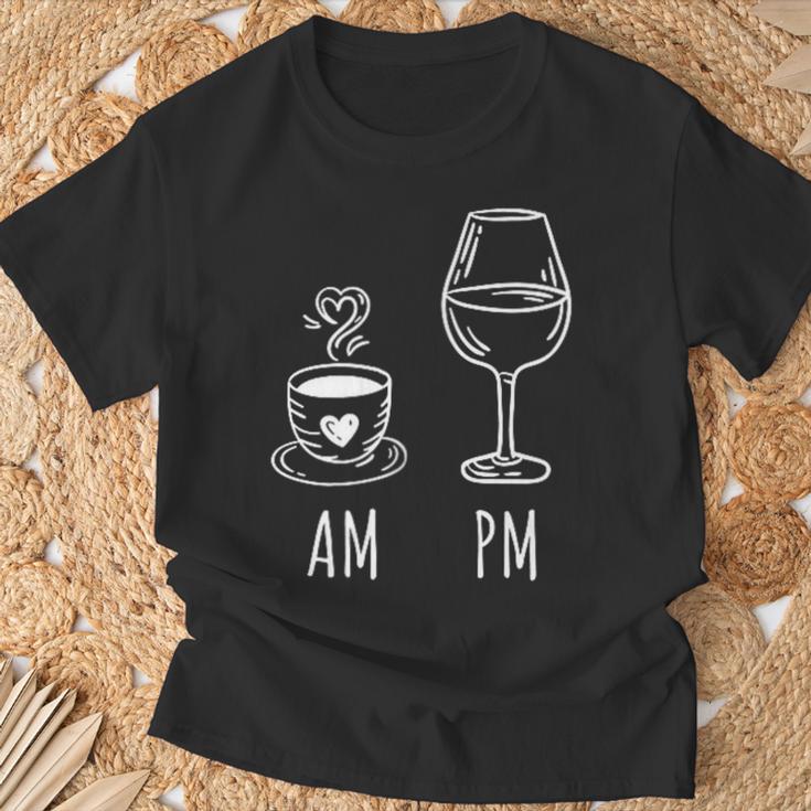 Am Coffee Pm Wine Drink Wine Loveino T-Shirt Geschenke für alte Männer