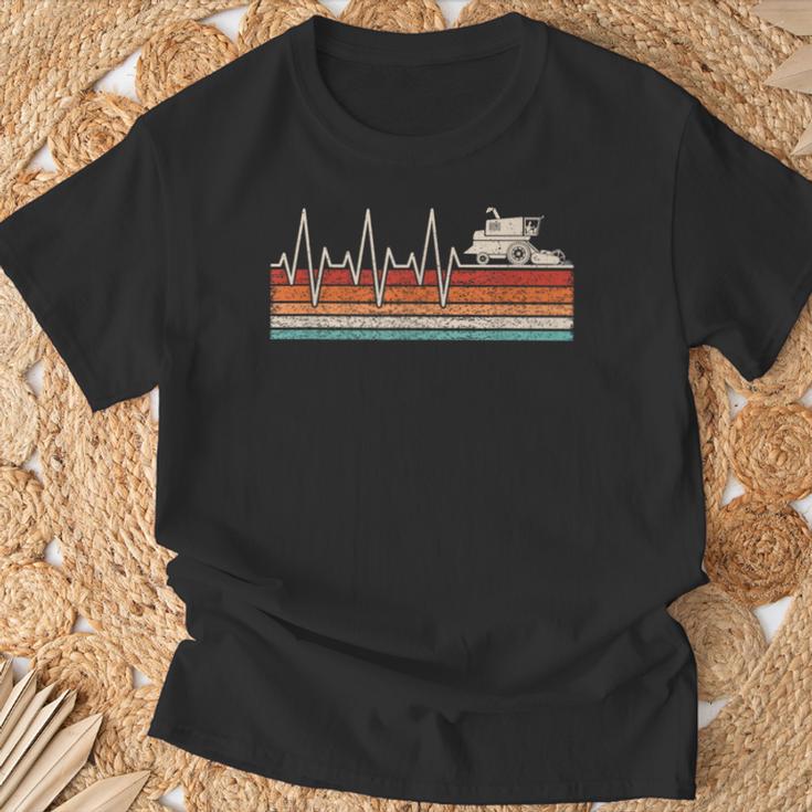 Combine Harvester Heartbeat Harvester Pulse Bauer Heart Rate T-Shirt Geschenke für alte Männer