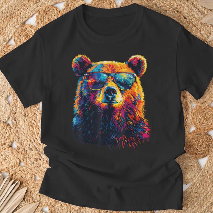 Cool Bear Portrait With Sunglasses Watercolour Bear T-Shirt Geschenke für alte Männer