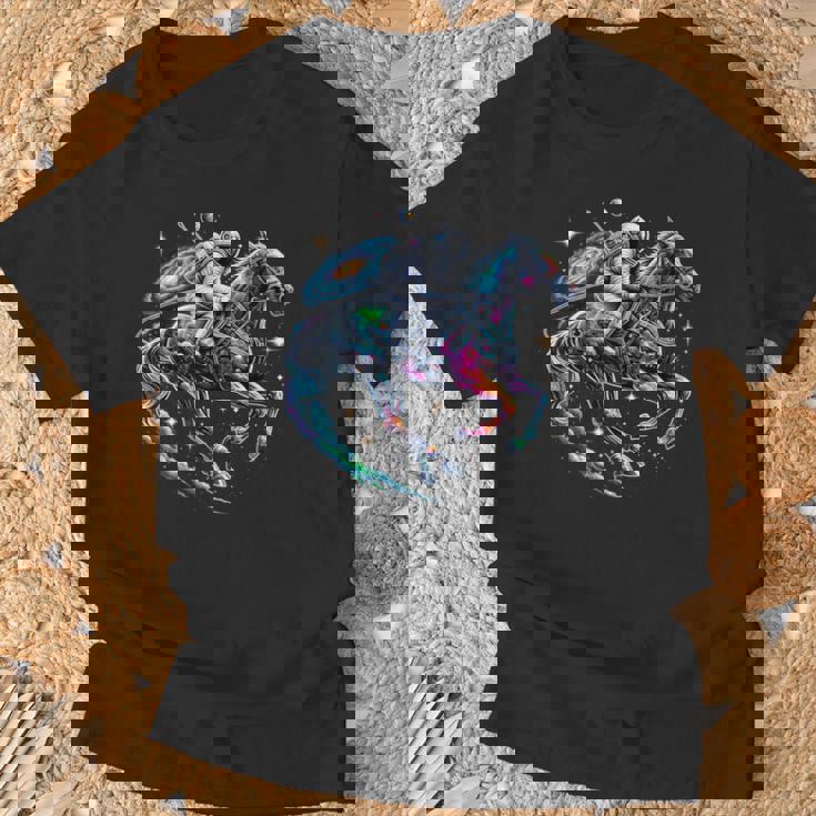 Cool Galaxy Jockey Astronaute Sur Les Courses Hippiques T-Shirt Cadeaux pour les vieillards