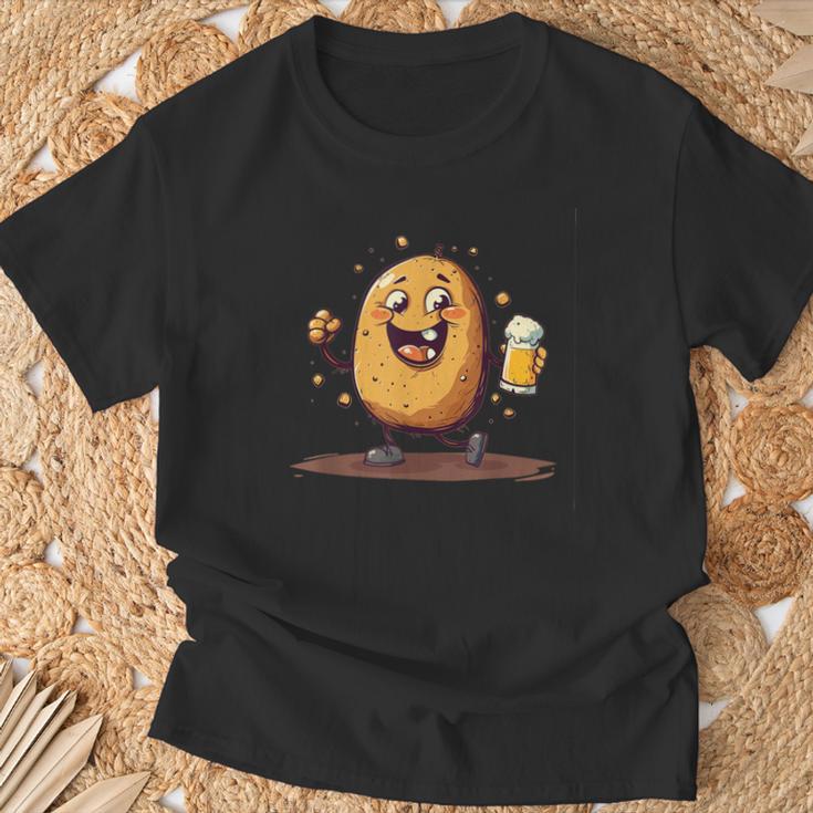 Cool Potato With Beer In Hand Costume T-Shirt Geschenke für alte Männer