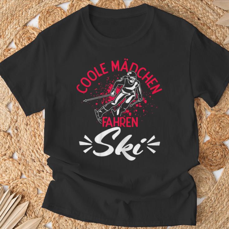 Coole Mädchen Fahren Ski Wintersport Skifahrerin Fan T-Shirt Geschenke für alte Männer