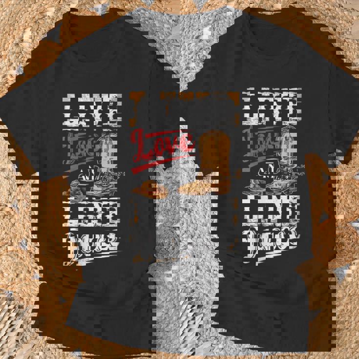 Cowboy Cowgirl Dancing Live Western Line Bailando Regalos Cuello Camiseta unisex Regalos para ancianos