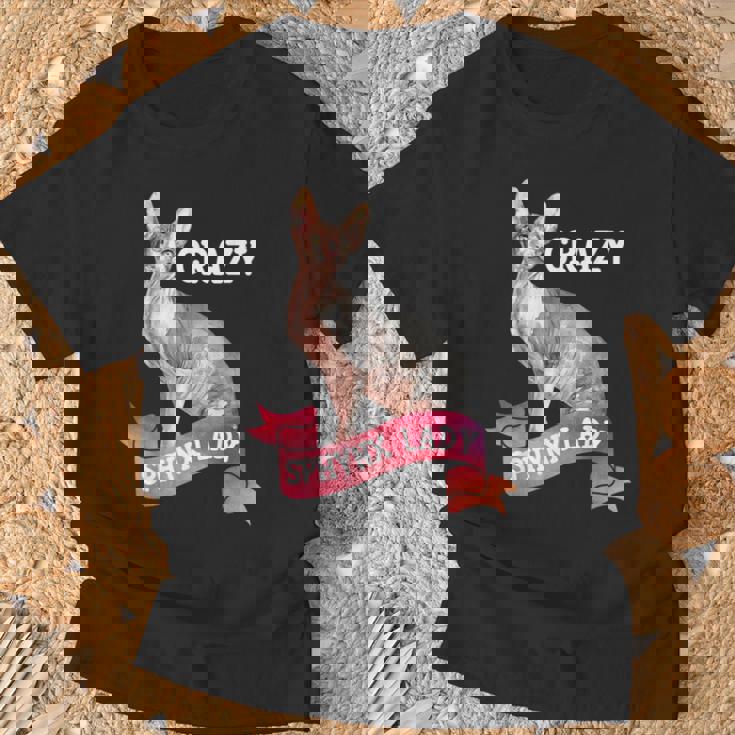 Crazy Sphynx Lady Sphinx Cat Lovers Raza Gato Gato Camiseta unisex Regalos para ancianos
