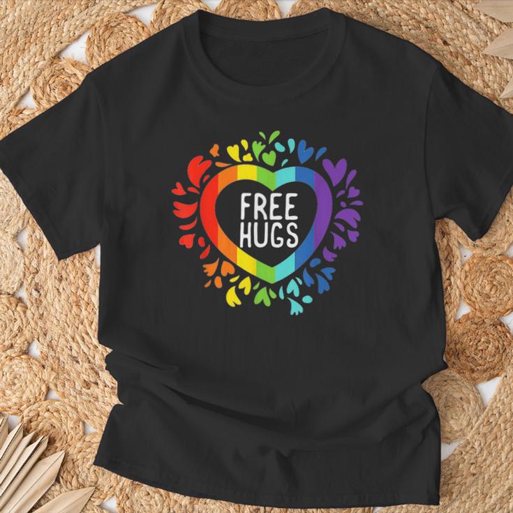 Csd Free Hugs Rainbow Love Lgbt Gay Pride T-Shirt Geschenke für alte Männer