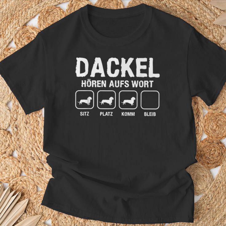 Dachshund Hören Aufs Wort Für Eine Dog Lovers S T-Shirt Geschenke für alte Männer