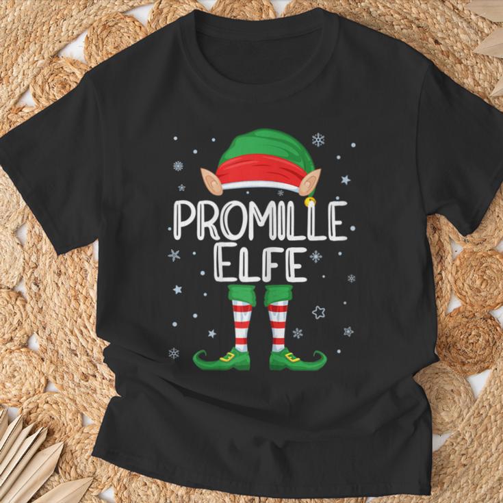 Damen Promille Elfe Kostüm Weihnachten Partnerlook Feiern Lustig T-Shirt Geschenke für alte Männer