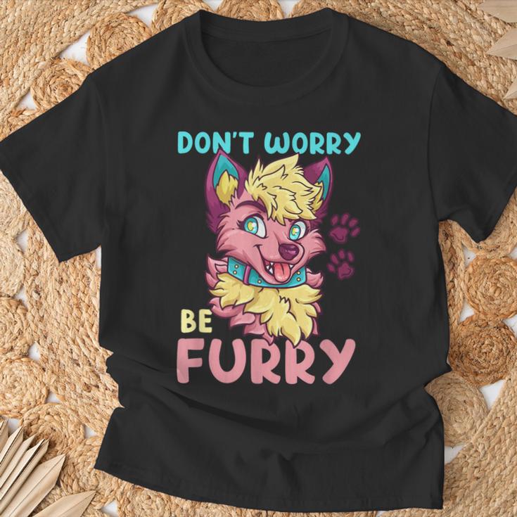 Don't Worry Be Furry I Furry Fandom Cosplay T-Shirt Geschenke für alte Männer