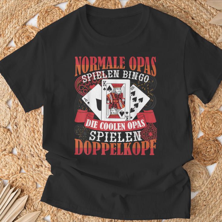 Double Head Grandpa Normal Grandpa Playing Bingo T-Shirt Geschenke für alte Männer