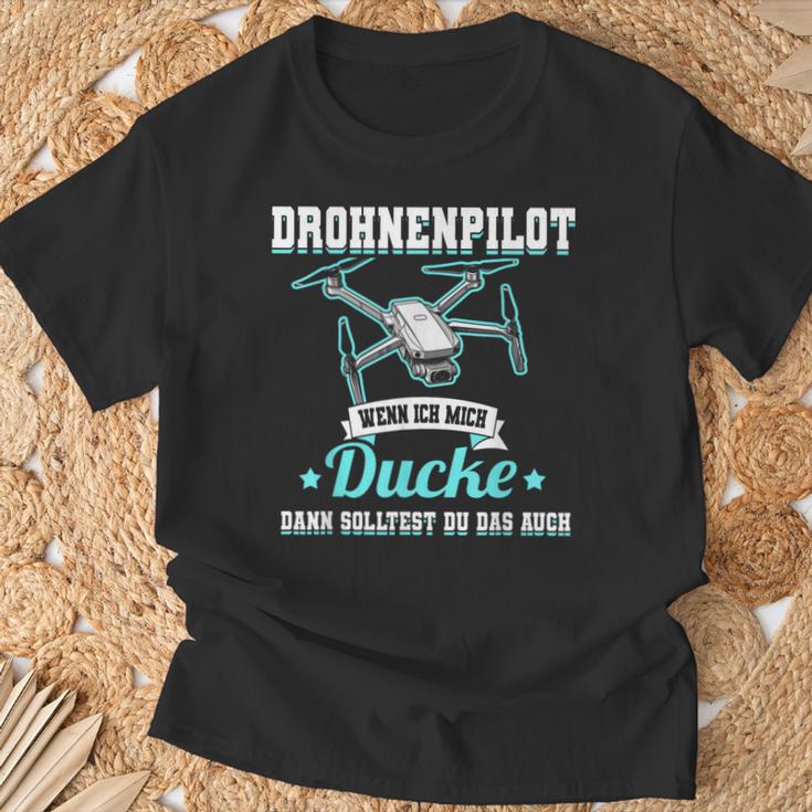 Drhnenpilot Wenn Ich Mich Ducke Drone Slogan Fpv T-Shirt Geschenke für alte Männer