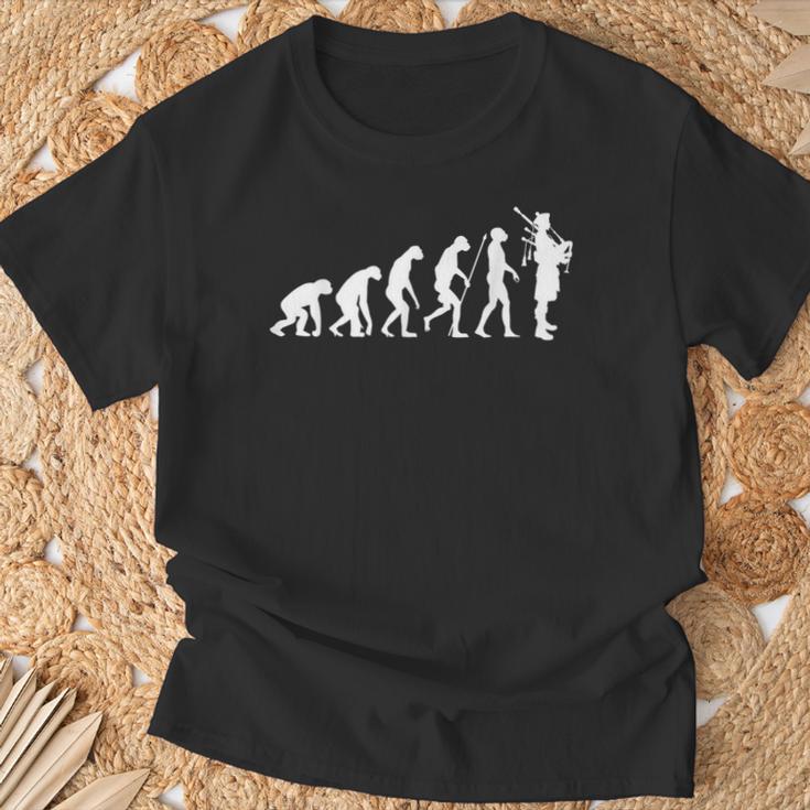 Dudelsack Evolution Dudelsackspieler Schottland Geschenk T-Shirt Geschenke für alte Männer