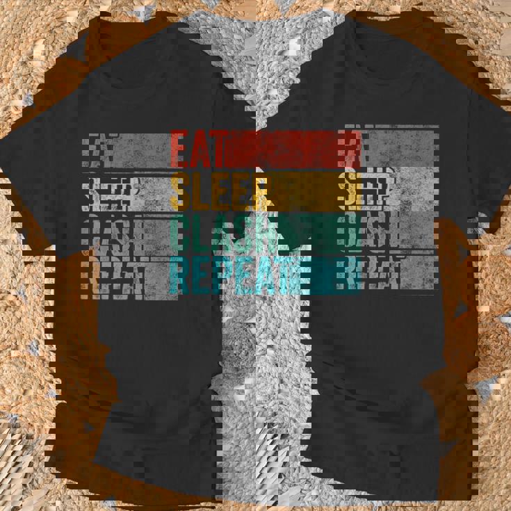 Eat Sleep Clash Repeat Gaming Clans Vintage Distressed T-Shirt Gifts for Old Men