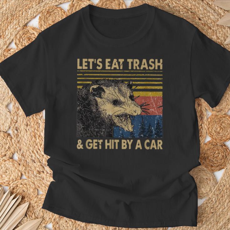 Lets Eat Trash And Get Hit By A Car -Intage Opossum T-Shirt Geschenke für alte Männer