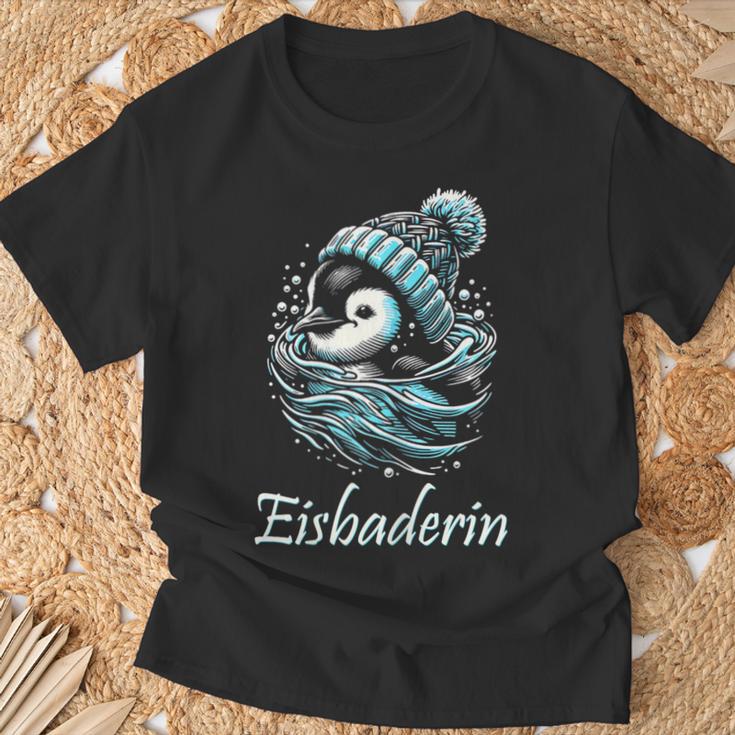 Eisbaderin Winter Swimming Penguin Women's Ice Bathing T-Shirt Geschenke für alte Männer