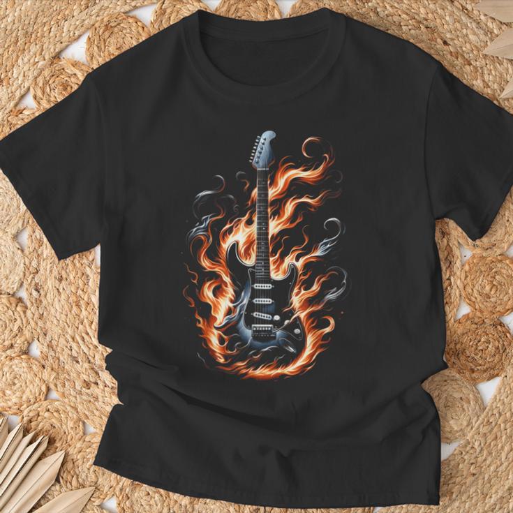 Electric Guitar With Flames T-Shirt Geschenke für alte Männer