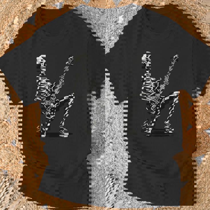 Esqueleto Tocando Guitarra Amante De La Música Rock And Roll Band Camiseta unisex Regalos para ancianos