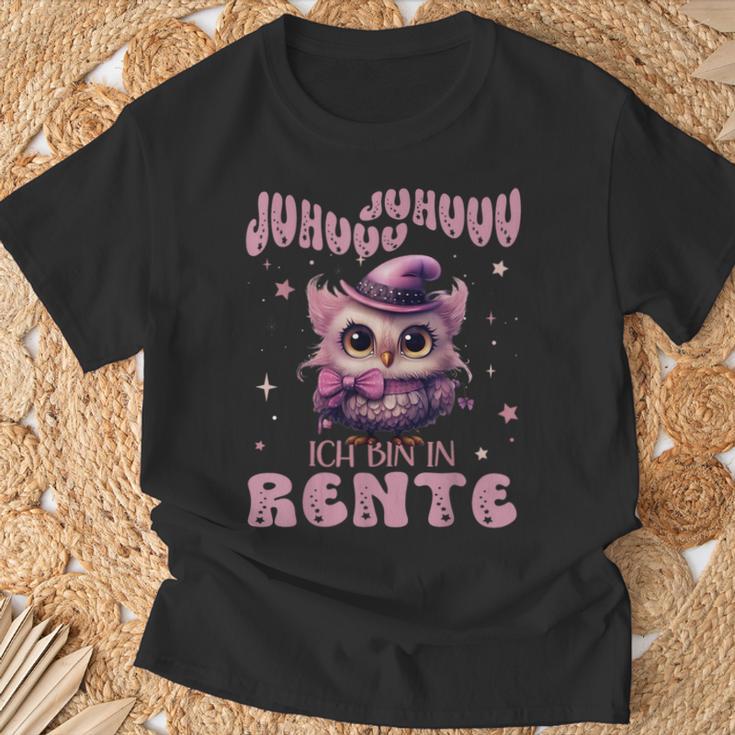 Eule Juhuuu Ich Bin In Rente Nachtteule Im Ruhestand T-Shirt Geschenke für alte Männer