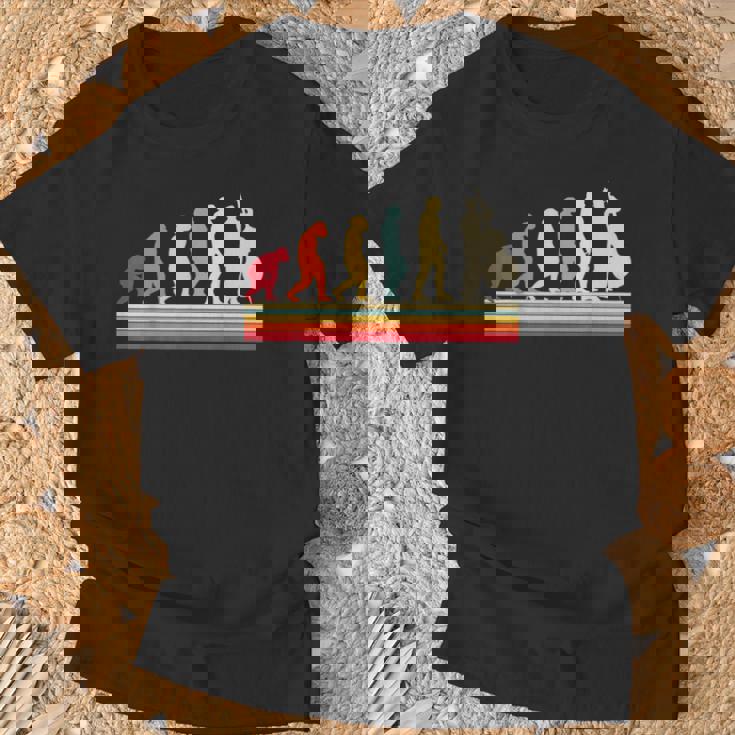 Evolución Del Hombre Contrabajo Música Retrointage Bajista Camiseta unisex Regalos para ancianos
