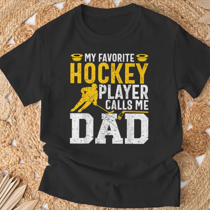 My Favorite Hockey Player Call Me Dad Ice Hockey Dad T-Shirt Geschenke für alte Männer