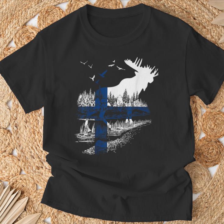 Finland Flag Elk Finland T-Shirt Geschenke für alte Männer