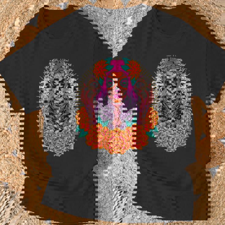 Fleurs De Crâne De La Catrina Dia De Los Muertos T-Shirt Cadeaux pour les vieillards