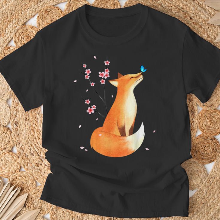 Fox Japanese Cherry Blossom Flowerintage Fox S T-Shirt Geschenke für alte Männer