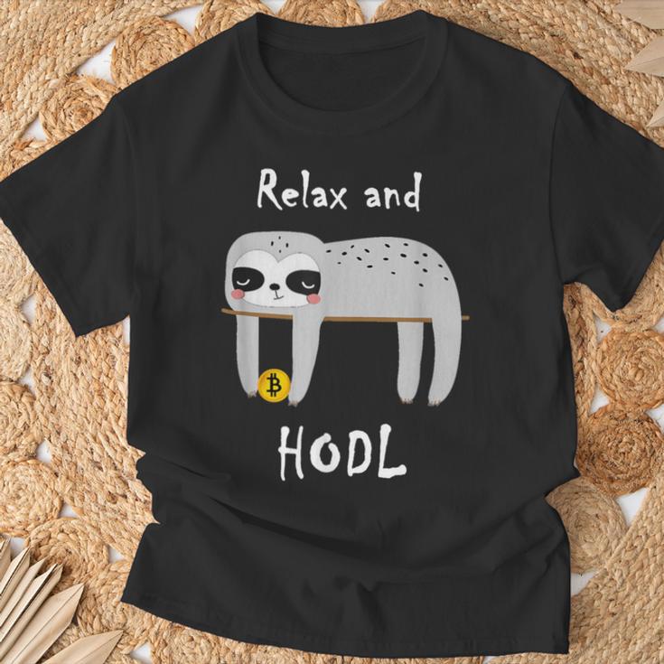 Bitcoin Krypto Sloth Hodl T-Shirt Geschenke für alte Männer