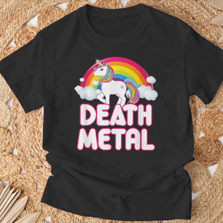 Death Metal Rainbow Unicorn T-Shirt Geschenke für alte Männer