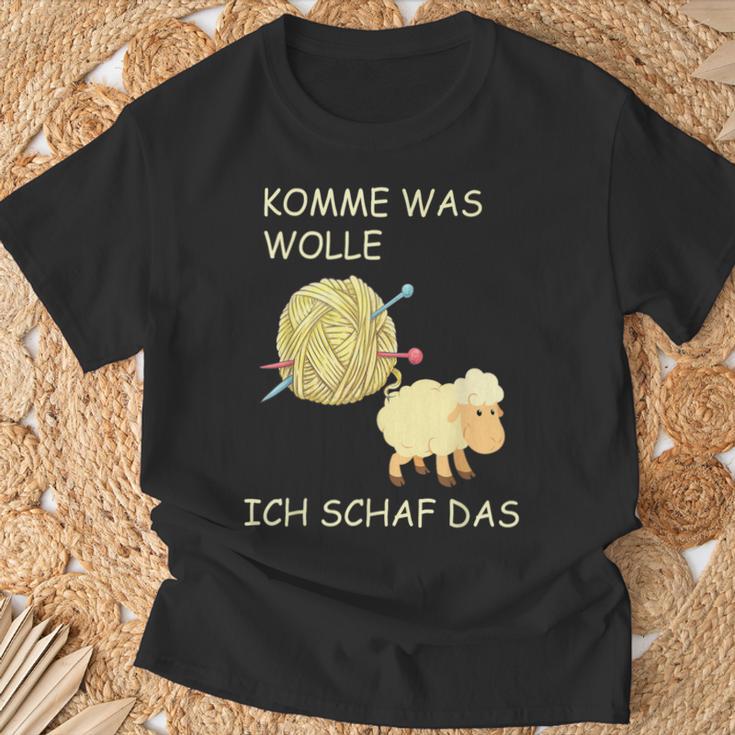 Knitting Saying Comme Was Wolle Ich Sheep Das T-Shirt Geschenke für alte Männer