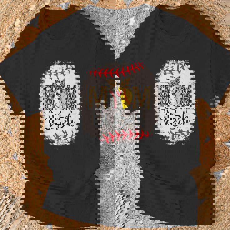 Mothers Ball Mom Of Both Baseball Softball Leopard T-Shirt Gifts for Old Men