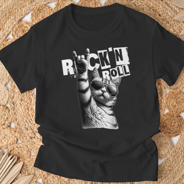 Music Festival Rock Cat Rock N Roll T-Shirt Geschenke für alte Männer